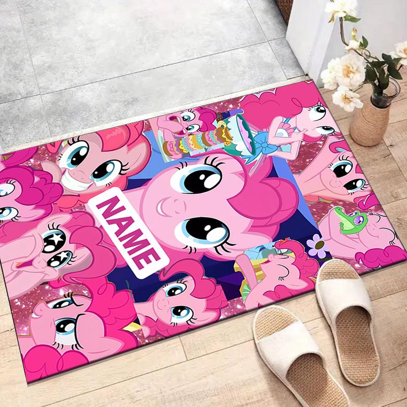 Custom My Little Pony Mat Personalized Name, Polyester Washable Indoor Entryway Rug, Gift for Christmas, Easter, Thanksgiving Day