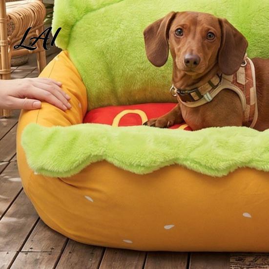 Removable Cover Pet Nest Hot Dog Bed Cozy Cute Washable Comfortable Dachshund Bed Mat Soft Plush for Small Dogs Cats Decorative Living Room