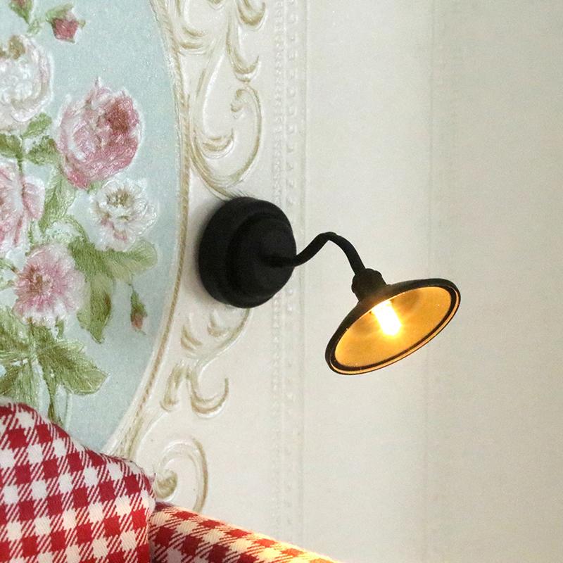1:12 Dollhouse Miniature Led Lamp Desk Lamp Black Wall Lamp With Switch Furniture Model Decor Toy