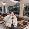Women's 2026 Cream Puff Down Jacket: Short, Stand Collar, 90% White Duck Down, Zero Pressure Cloud Bread Design.