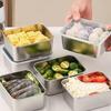 Stainless Steel Crisper Fresh-keep Food Container Rectangle Picnic Bento Tray Refrigerator Freezer Storage Box Restaurant Plate