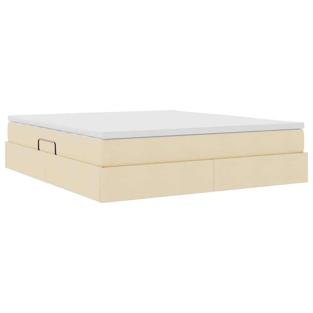 Storage Bed with Mattress Cream 160 X 200 Cm Polyester