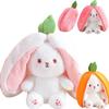 Creative Funny Peek A Boo Carrot Rabbit Plush Toy Stuffed Bunny Hiding In Strawberry Bag Toys for Kids Birthday Gift