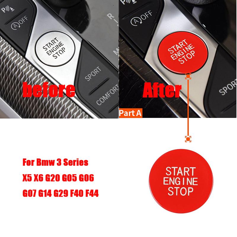 Для BMW 3 серии X5 X6 G20 G05 G06 G07 G14 G29 F40 F44 Замена кнопки Start Stop Выключатель зажигания Аксессуары для интерьера автомобиля Stop Button Red