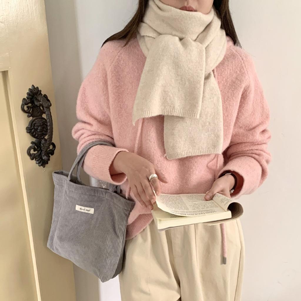 Japanese And Korean Autumn And Winter Solid Color Wool Blended Scarf Warm Simple High-End Versatile Scarf Direct Sales Women