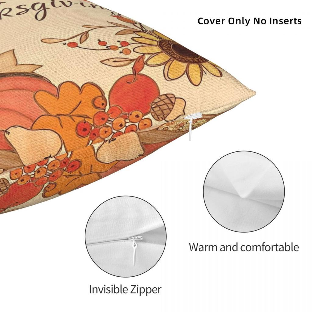 Happy Thanksgiving Day Pillow Cover Soft Pillow Case Cushion Cover Novelty Design Pillowcases For Sofa Bedroom Home Decor