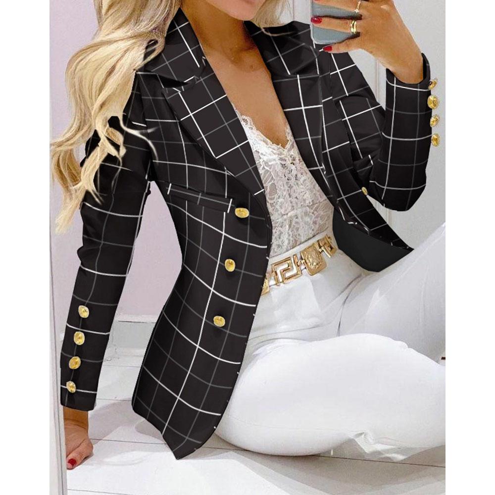Spring Autumn Fahsion Blazers Pant Sets Casual Long Sleeve Print Coat And Pencil Pant Two Piece Set Office Elegant Suits Women