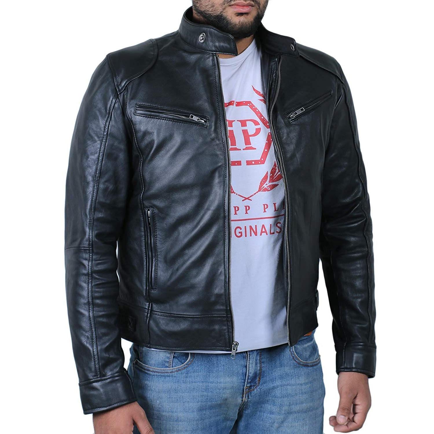 

Европейский и американский большой мужской кардиган на молнии с карманом и украшением из искусственной кожи, воротник-стойка, утягивающая кожаная куртка большого размера L