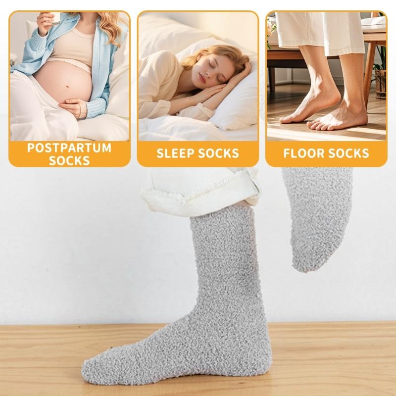 6 Pairs Fleece Sleep Socks For Men Women Soft Warm Thermal Winter Wear Ankle Socks Breathable