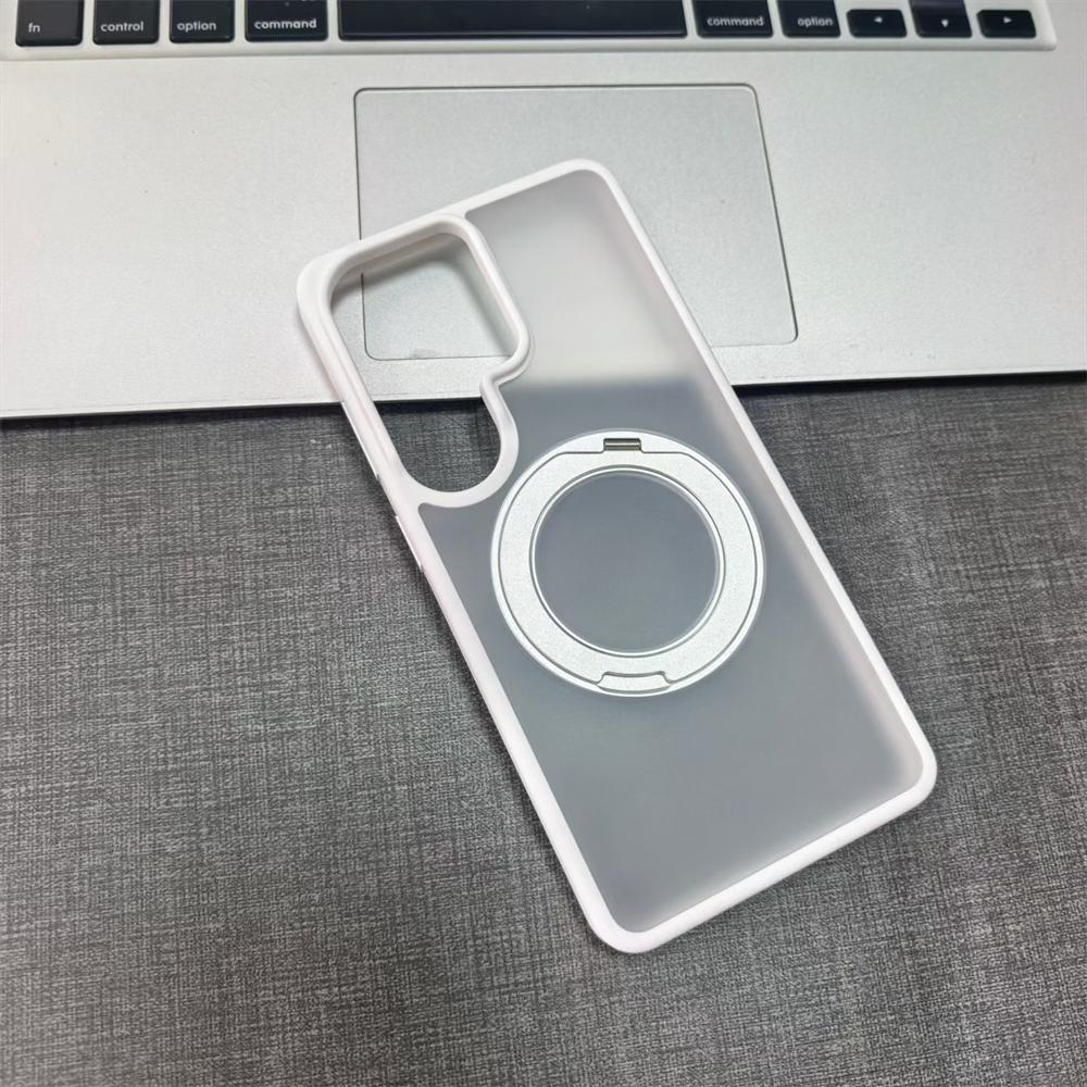 Luxury Matte Clear Magnetic Ring Stand Holder Case For Samsung Galaxy S26 Ultra Transparent Shockproof Bumper Hard Phone Cover