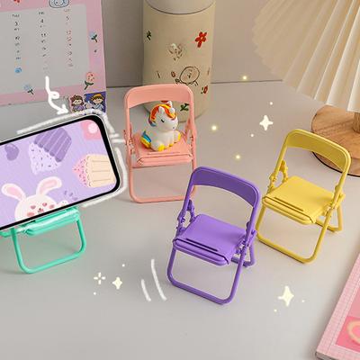 1PC Creative Folding Chair Desktop Phone Holder Macaron Decorative Cute Ornament Portable Lazy Holder