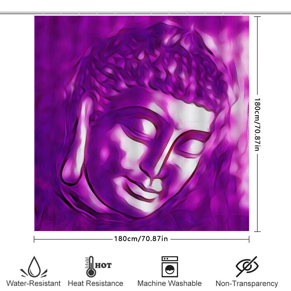 Luxury 3D Printed Shower Curtain featuring a Vivid Purple Buddha Design Waterproof Fabric for Bathroom Decorations Available in