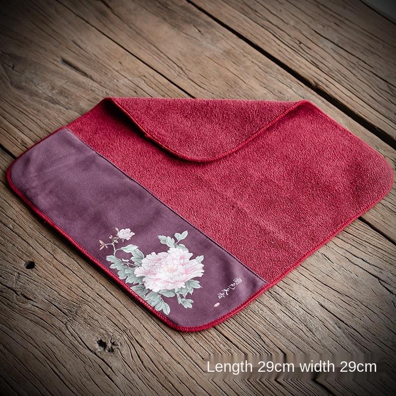 

Flower Rhyme Painted Tea Towel Absorbent Thickened Cleaning Cloth Absorbent Clay Teapots Tea Towel Mat Tea Ceremony Tea Napkin