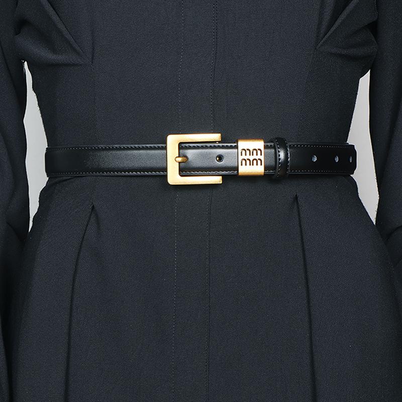 

Женские ремни из ПУ кожи с квадратной металлической пряжкой, подходящие к платью, джинсам, с металлической пряжкой-пином, высококачественные ремни на талию чёрный