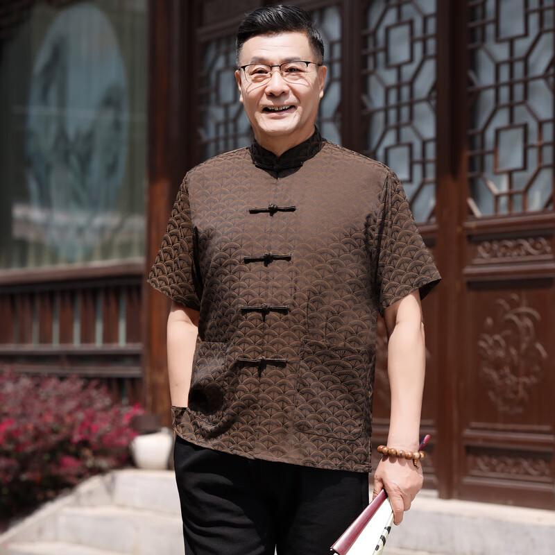Men's Summer Chinese Style Short-Sleeve Tang Suit Top