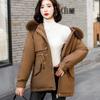 Autumn and Winter Parka Mid To Long Down Coat, Cotton Jacket Adding Velvet and Thickening Cotton Coat, Warm and Casual Cotton Jacket