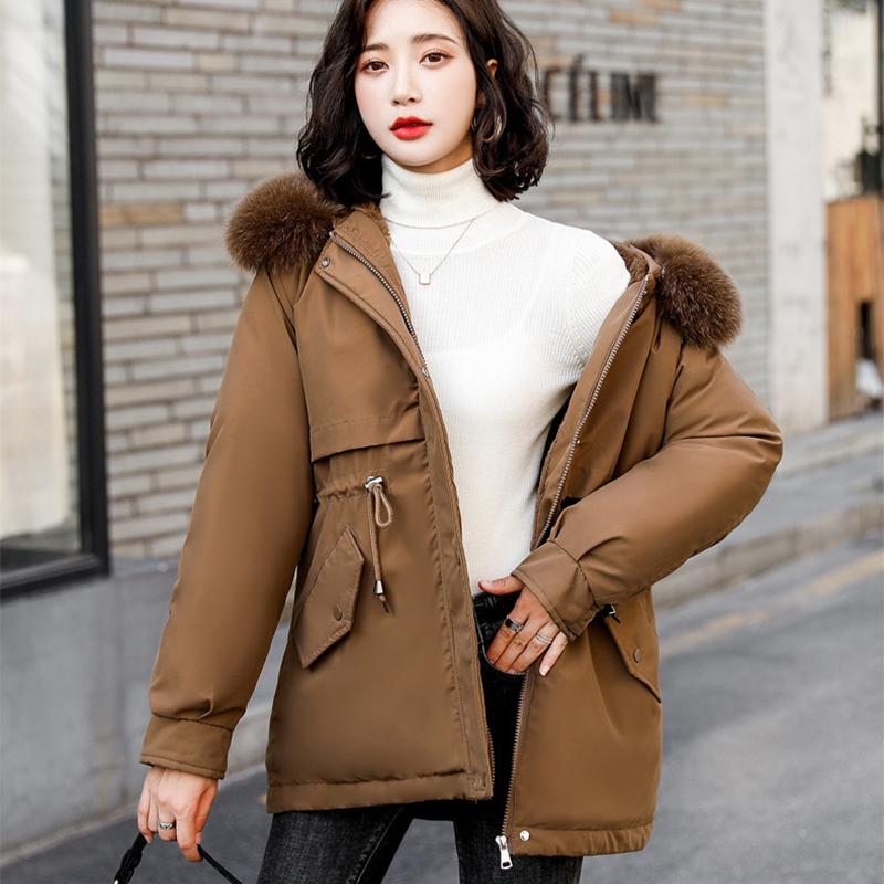 Autumn and Winter Parka Mid To Long Down Coat, Cotton Jacket Adding Velvet and Thickening Cotton Coat, Warm and Casual Cotton Jacket