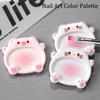 2pcs Cartoon Pig Color Palette Nail Art Mixing Color Drawing Pallet Gel Polish Nail Painting Board Color Palette Manicure Tools