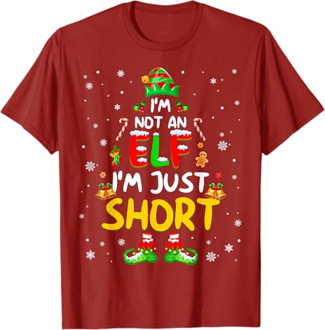 Im Not An Elf Im Just Short Pjs Christmas Xmas Printed Women TShirt Festive Holiday Clothes Y2k Streetwear Casual Tee S