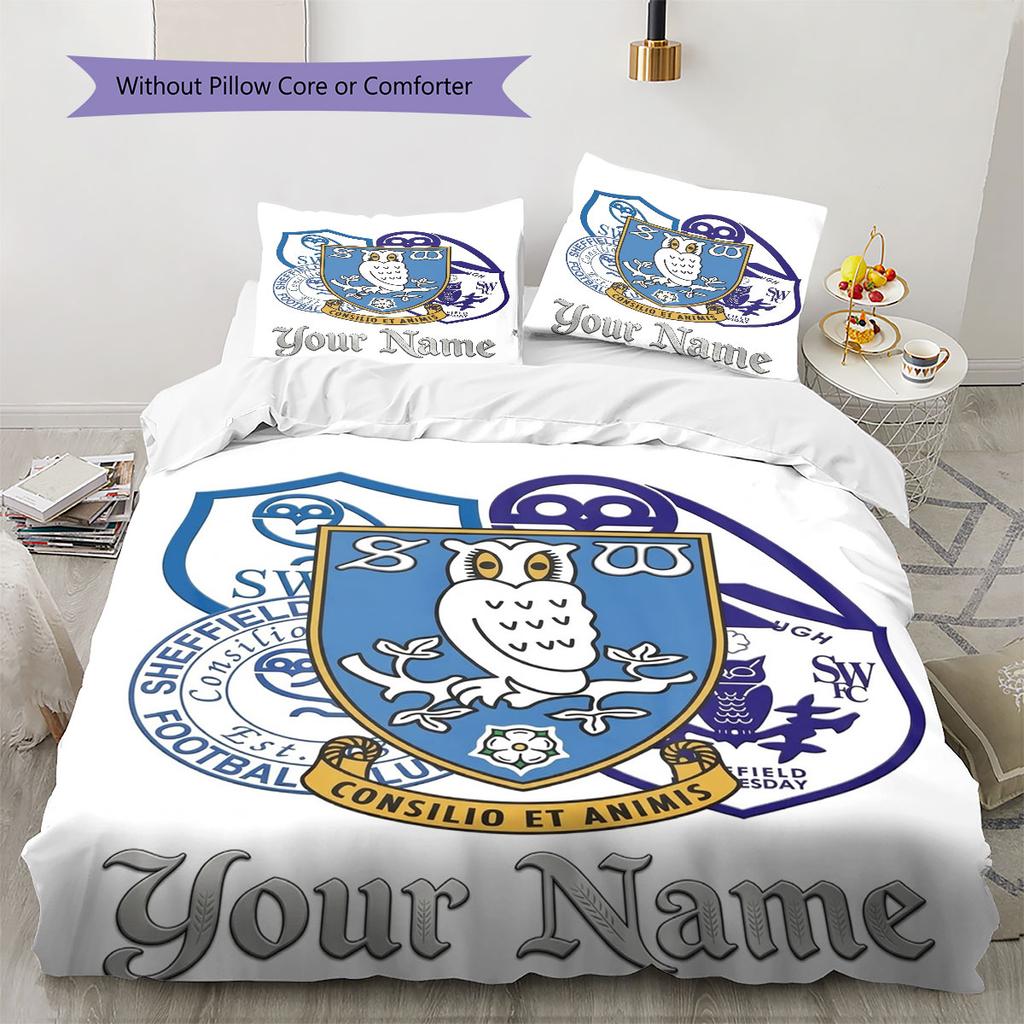 Sheffield Wednesday Football Club Custom Name Pattern Bedding,Quilt Set Quilt Cover Pillowcase Home Birthday Gift(1 * duvet cover + 2 * pillowcase, wi