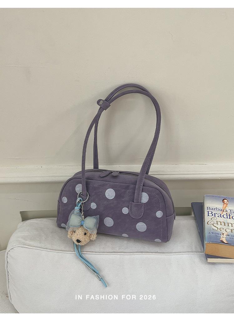 Korean Polka Dot Boston Baguette Pillow Bag - Women's Versatile 2026 Shoulder Bag