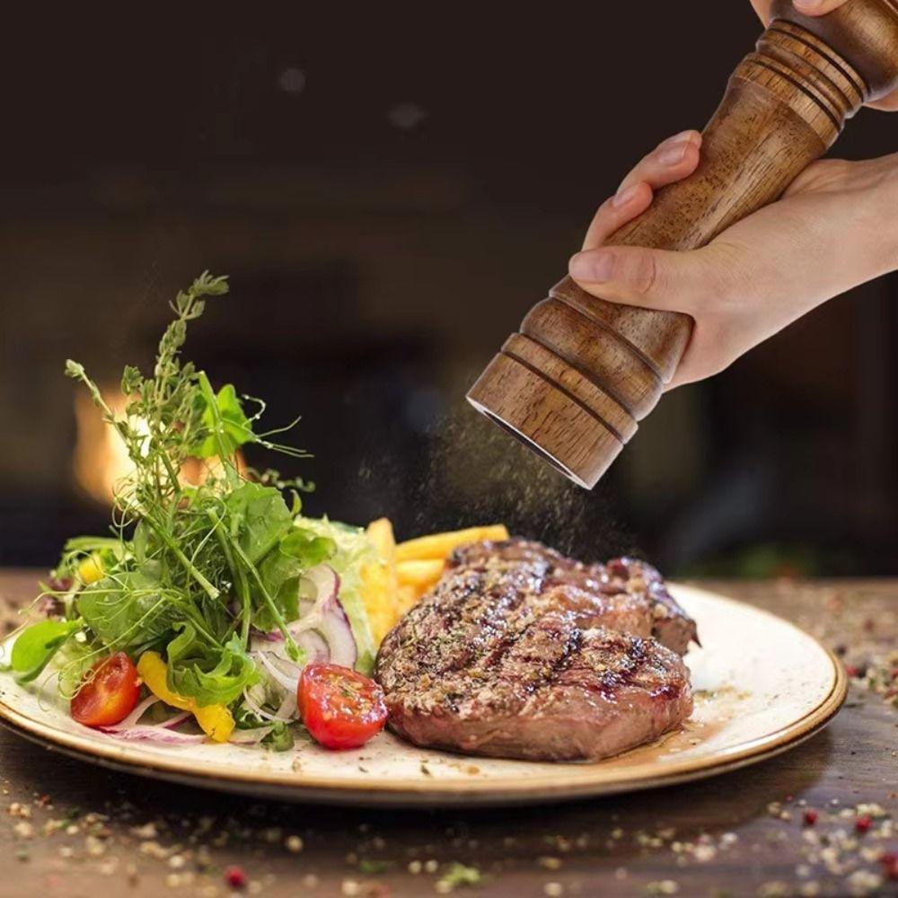 Pepper Bottle Cooking Salt Pepper Grinder Wooden Hand Pepper Grinder  Sea Salt