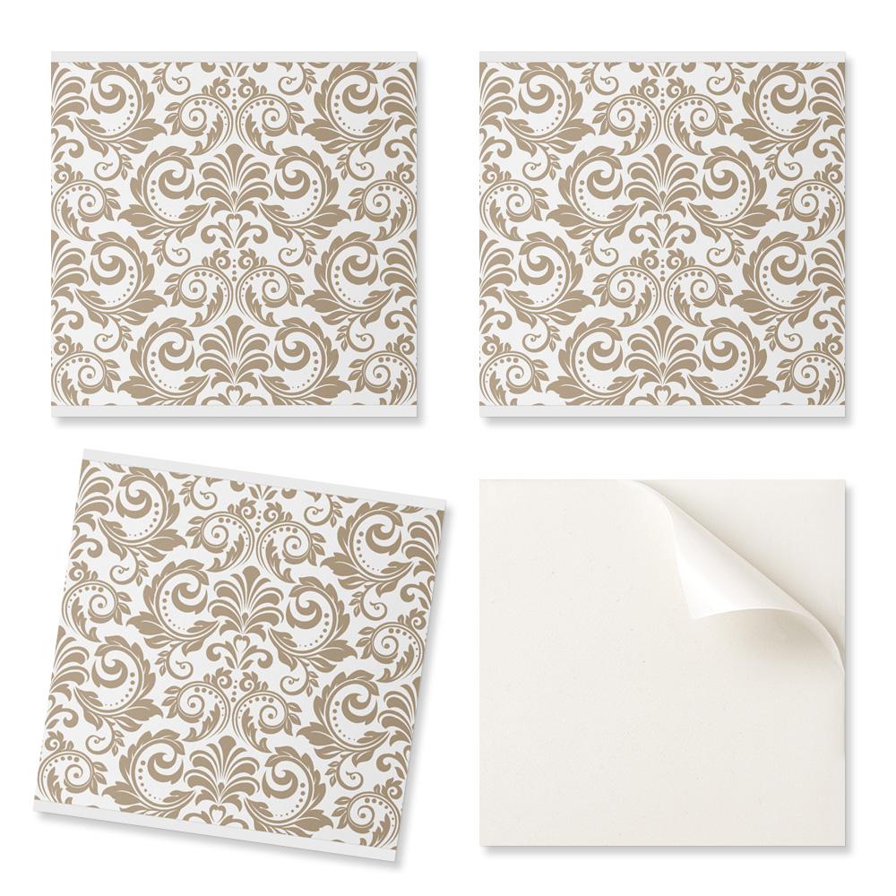 Set of Self-Adhesive Vinyl Tiles Plant Pattern with Ornaments 20X20X20 Cm