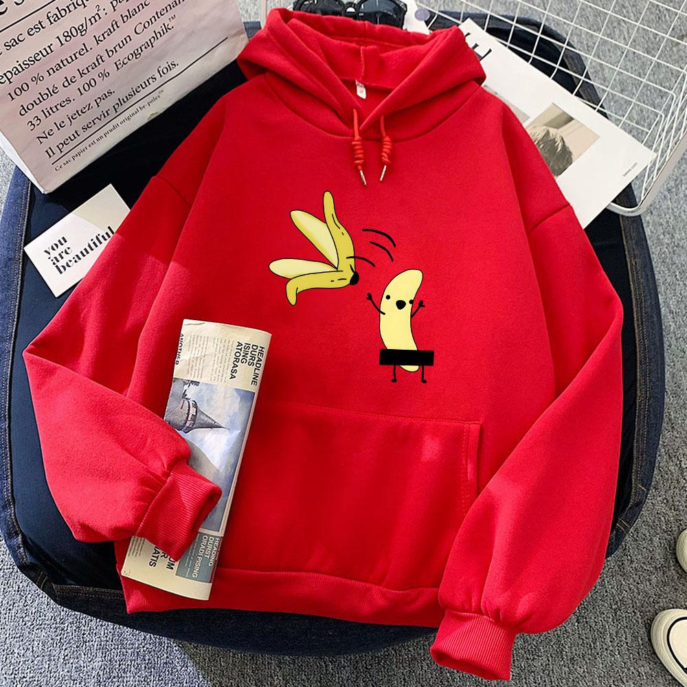 Naked Banana Aesthetic Hoodies Women/Men Cartoon Printed Sweatshirts Casual Tops Cartoon Unisex Autumn Winter Pullovers Hoody