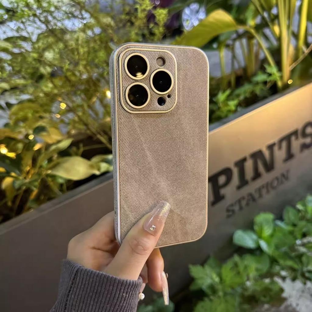 Applicable to Apple iPhone11ProMax mobile phone case denim leather pattern cement ash all-inclusive 11 non-stick fingerprints and anti-drop