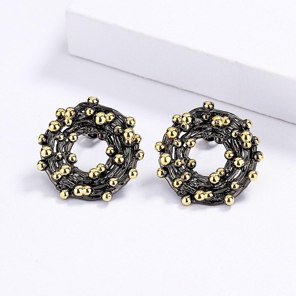 Bohemian Handmade Earrings Colorful Rice Beads Earrings Circle Geometric Black Gold Earrings Party Jewelry Women's Earrings