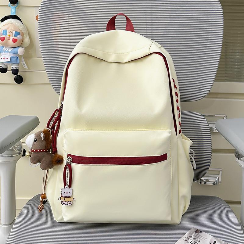 Schoolbag Korean INS Large Capacity, Lightweight, Simple, Solid Color, Fashionable Versatile School Bag, Backpack for Middle, High School, and College
