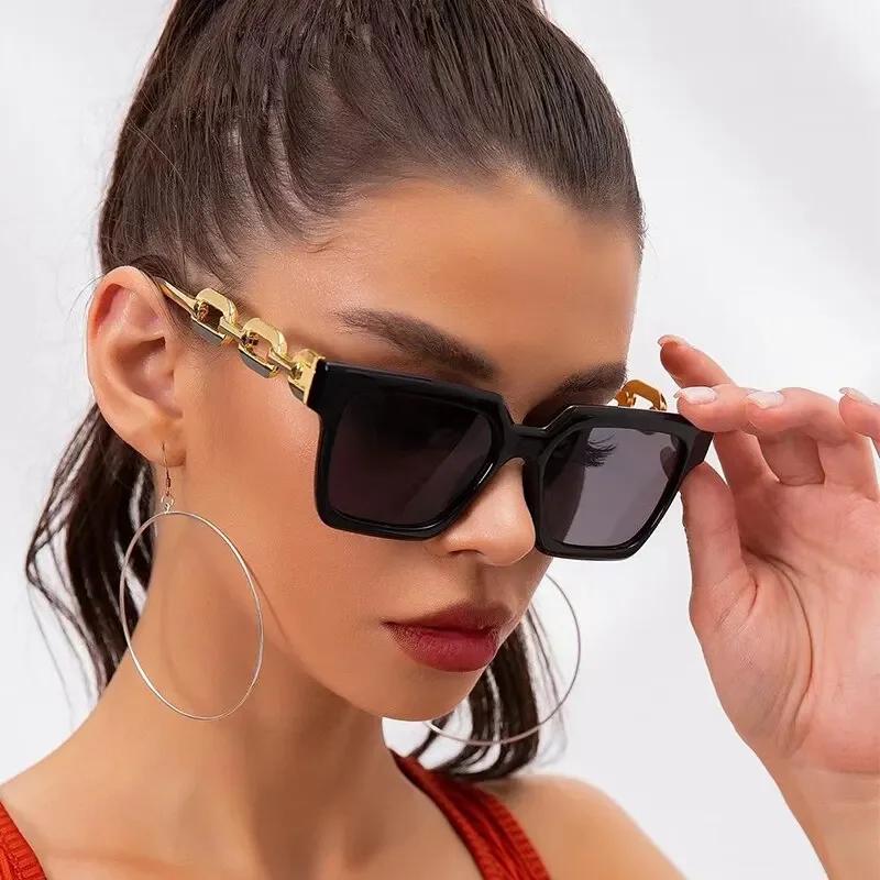 Retro Large Frame Sunglasses Women's Fashionable  Girls Concave Style Glasses Slimming Fashion Personalized Sunglasse