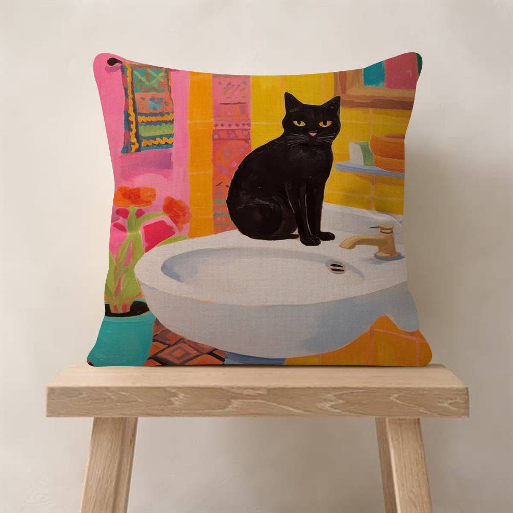 Fodera per Cuscino Gatto Camera da Letto Verde Artistico e Fodera per Cuscino Divano Decorazione Stanza Casa Regalo per Bambini
