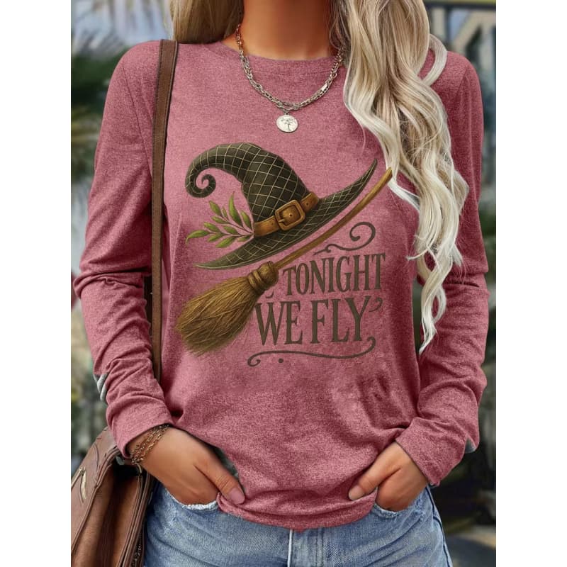 T-shirt Casual alla Moda da Donna con Stampa 3D Girocollo a Manica Lunga