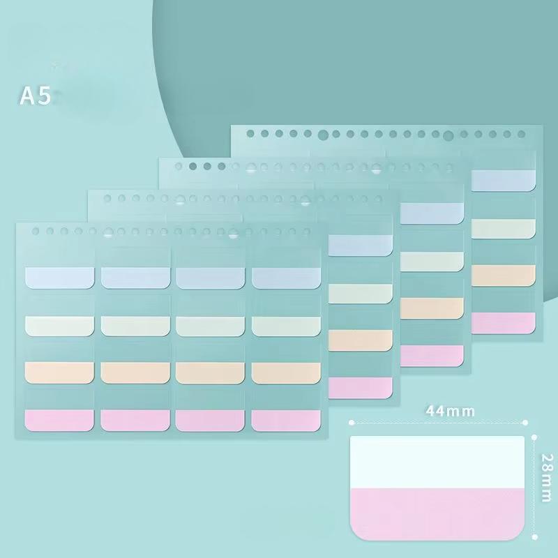 4Pcs A5/B5 Binder Color PET Translucent Index Sticker Student Notebook Sort Label Index Tabs Book Marker Writable Sticky Notes