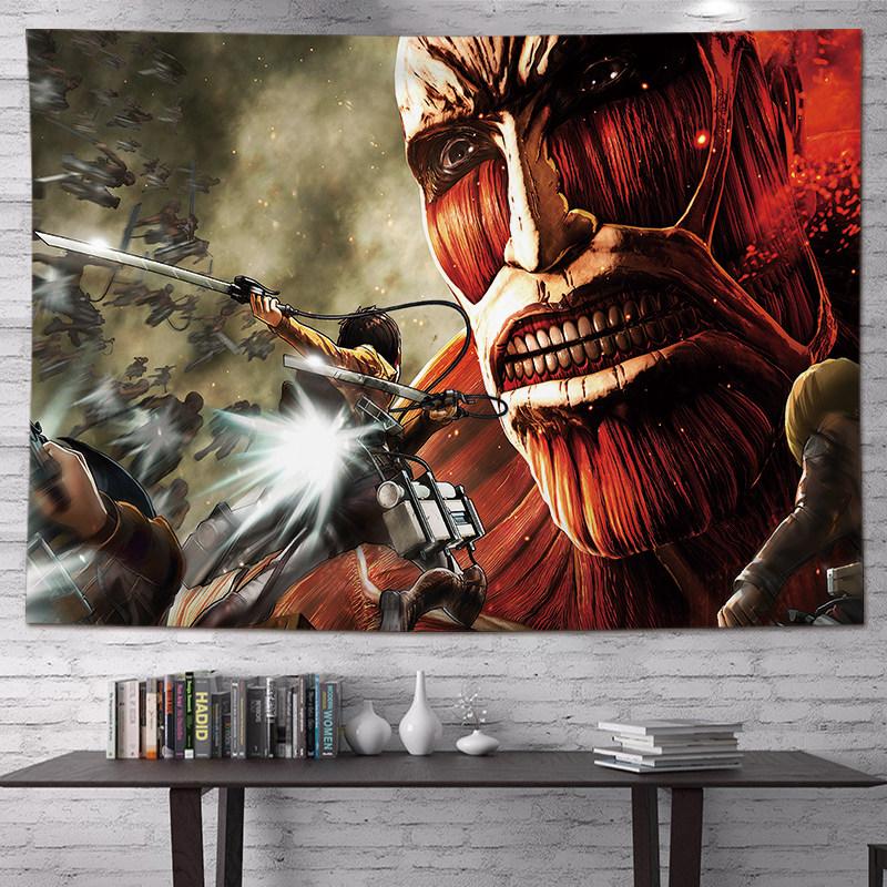 Vertical Attack On Titan Anime Tapestry Cartoon Wall Art Hanging For Bedroom Dorm Living Room Home Decoration