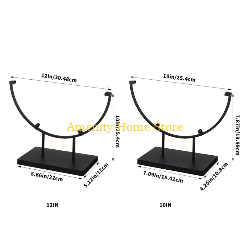 F26C Multipurpose Iron Holder for Displaying Round Plate Photo Picture Frame Stained Glass Art Stand Base Easy Installation