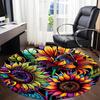 1pc Sunflower Mandala Office Round Area Rug, Indoor Mat Suitable ForOffice, Under Office Chairs Bedroom Living Room Home Decor, Room Deco Q074