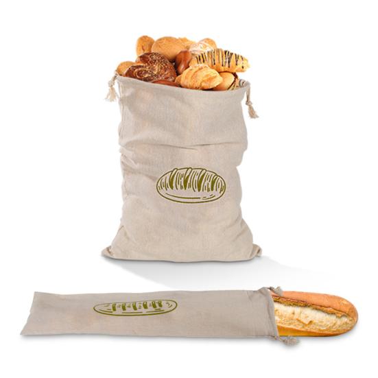 Selbstgemachte wiederverwendbare Leinenbrot-Französisch-Baguette-Aufbewahrungstasche mit Kordelzug für die Küche