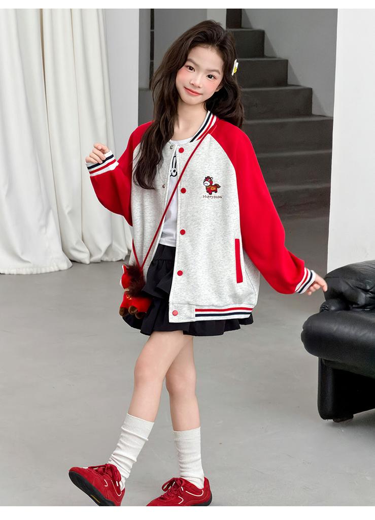 Girls' Trendy Brand Jacket for Autumn and Winter 2026 New Stylish Children's Raglan Baseball Jacket for Girls' Spring Thin Edition