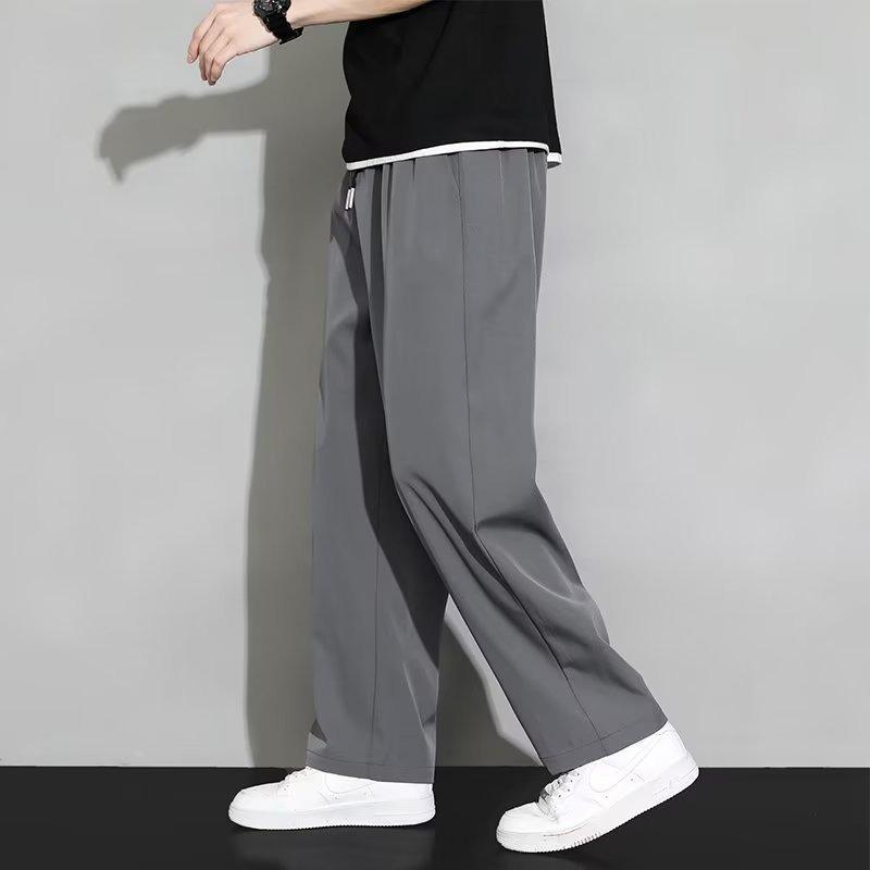 drape ice pants men's summer thin large size loose fashion trend straight mopping trousers