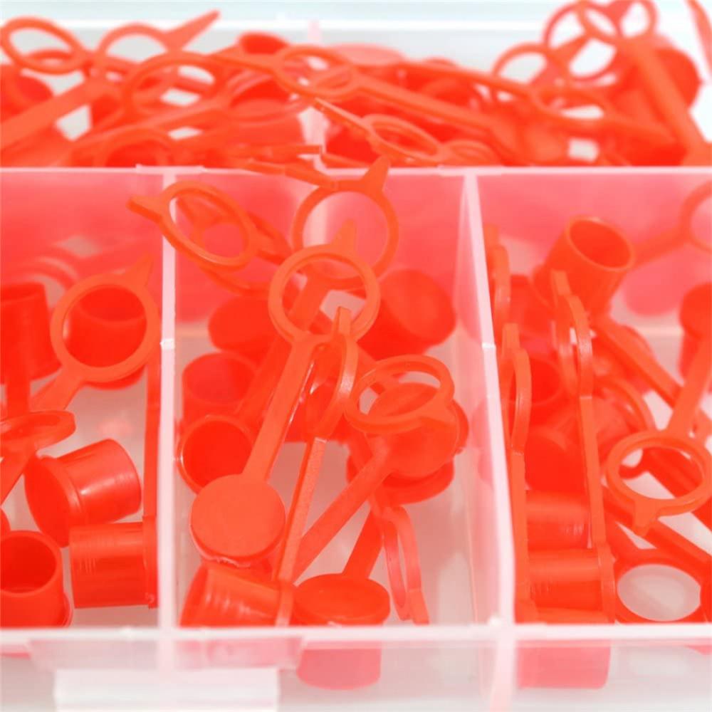 80PCS M6 M8 M10 Red Polyethylene Plastic Dust Cover Cap Cover Assortment Kits for Oil Grease Zerk Fitting