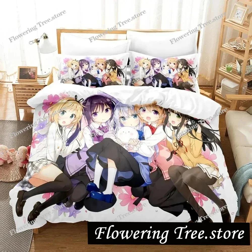 Anime Is the Order a Rabbit Bedding Set Duvet Cover Bed Set Quilt Cover Pillowcase Comforter king Queen Size Boys Adult029