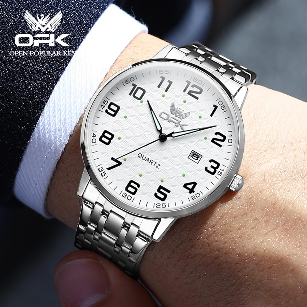 OPK Brand Fashion Waterproof Steel Belt Single Calendar Trend Men's Quartz Watch 6006