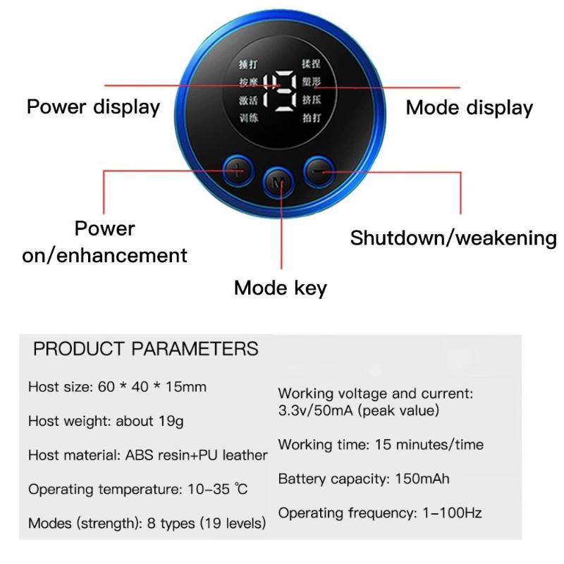 HOMZY Electric Neck Massager 8 Mode 19 Gears Tens Pulsed Therapy Instrument Portable Cervical Spine Massage Back Massage Muscle Stimulator Pain Relief