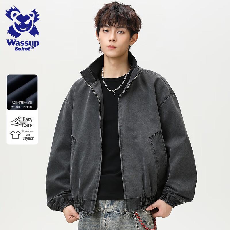 Wassup Sohot Men's Stand Collar Workwear Jacket