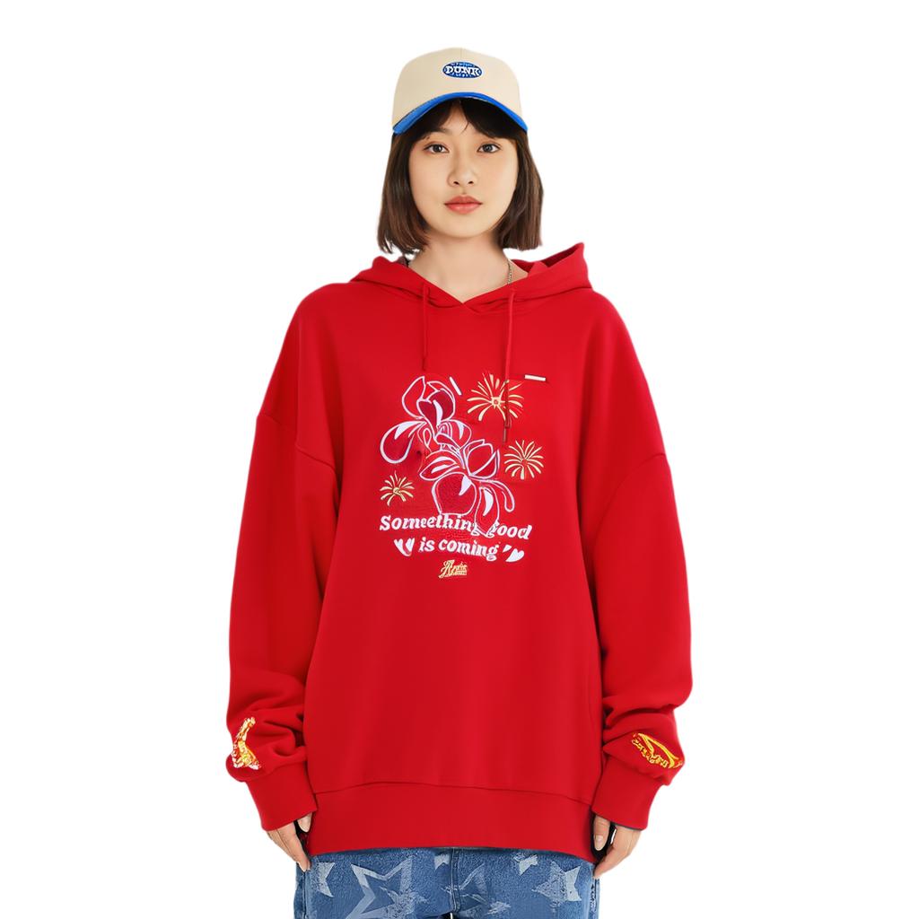 Anta Life Series Good Things Happen 3D Embroidered Floral Hoodie Women Hoodies Deep-Red 162418709-1