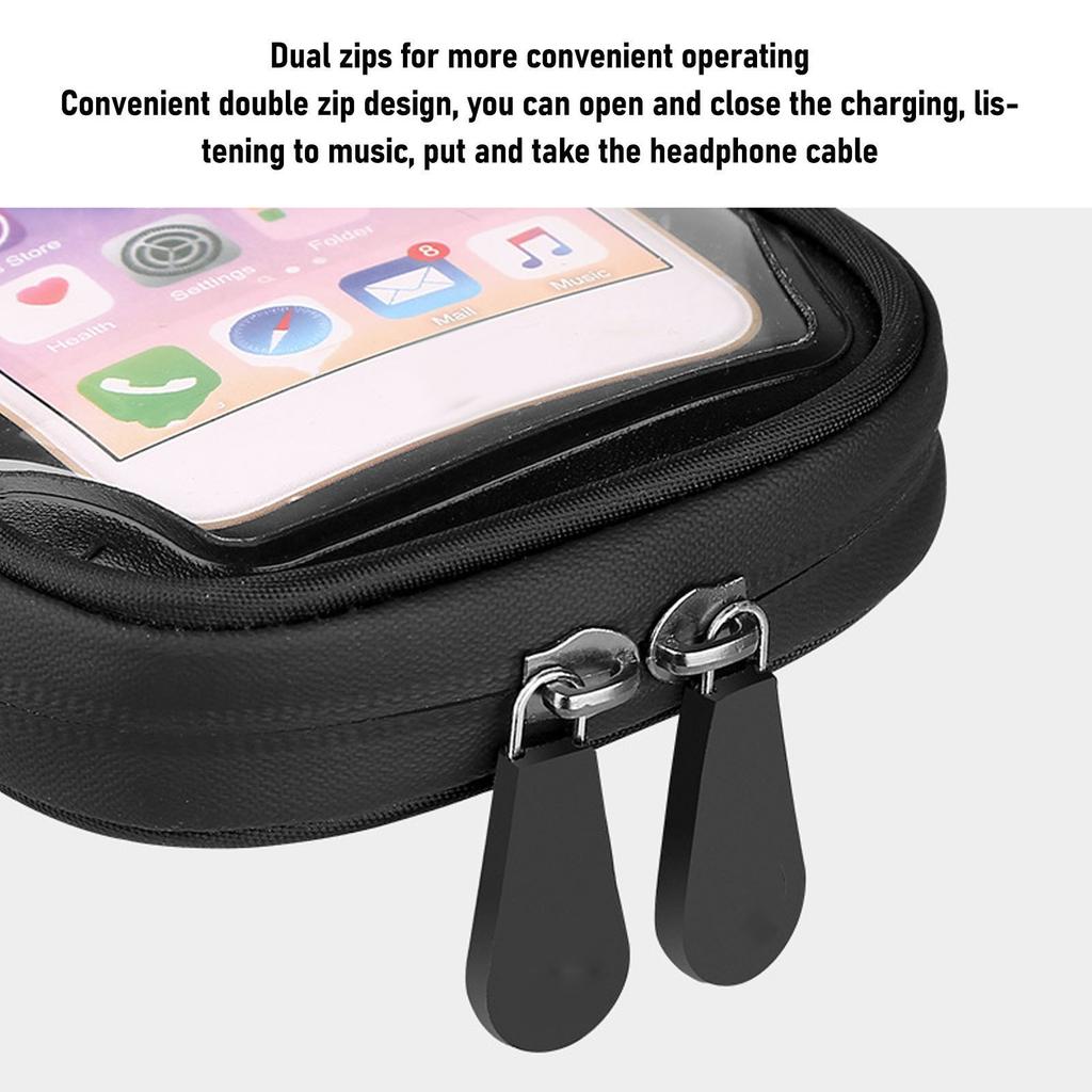 Cycle Phone Front Frame Bag Water Proof 360° Rotation Front Visor Design Touch Screen Cycle Phone Holder Case Handlebar Type Black
