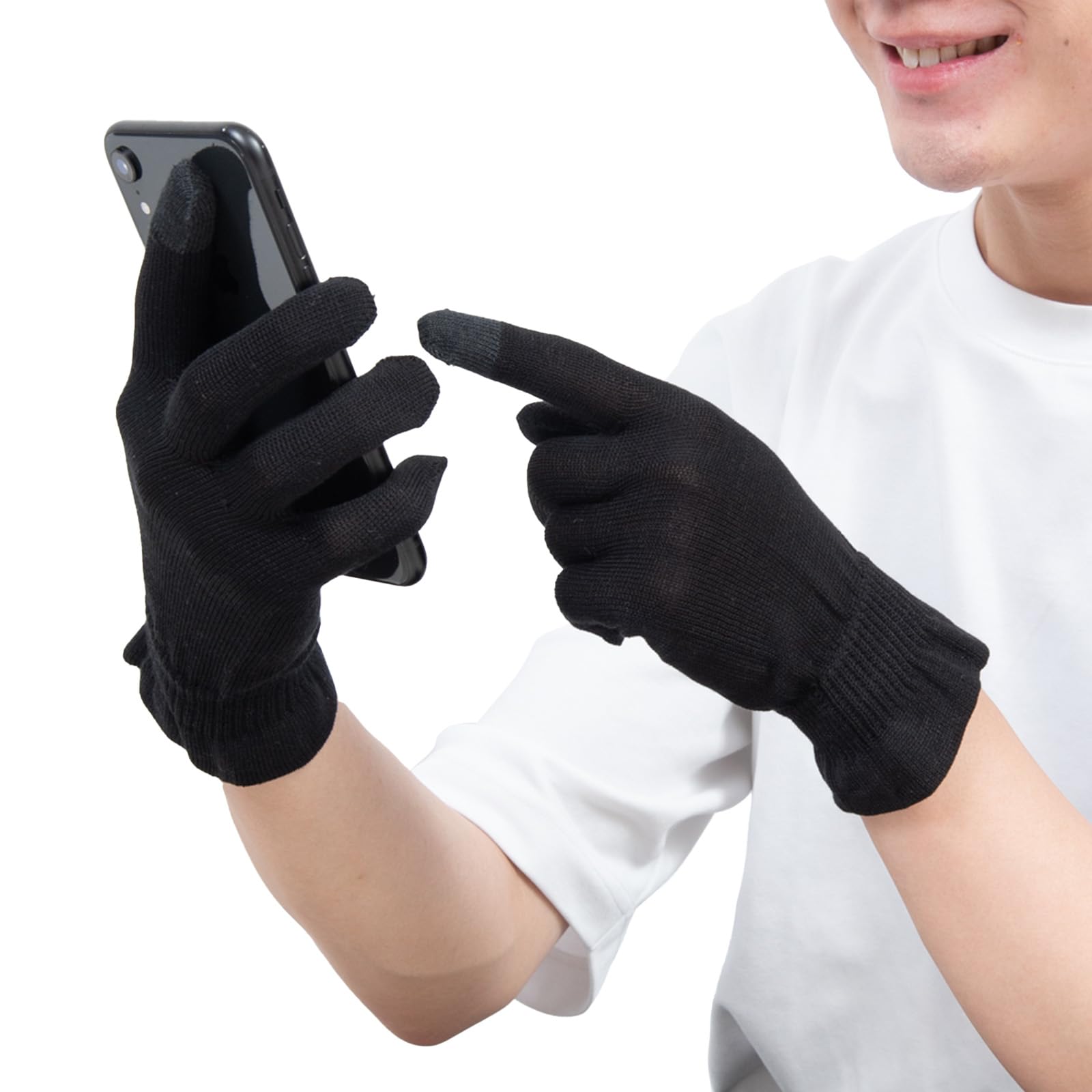 

Шелковый уход Уход за руками Перчатки Смартфон Увлажняющий уход Сделано в Нара Япония Ночной уход для рук Блестящий блеск шелка украшает взрослые Красивые руки чёрный