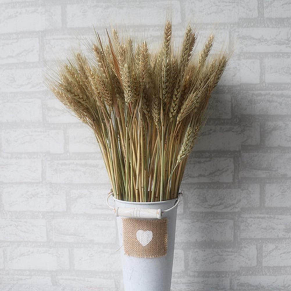 100PCS Realistic Wheat Ears Bouquet Dried Wheat Sheaves Bundle Photography Props for Wedding Decoration